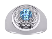 Rylos Men's Designer Gypsy Ring with 7MM Round Gemstone & Diamond  Birthstone Rings in Sizes 8-13 in Sterling Silver