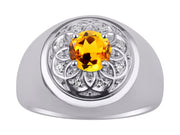 Rylos Men's Designer Gypsy Ring with 7MM Round Gemstone & Diamond  Birthstone Rings in Sizes 8-13 in Sterling Silver