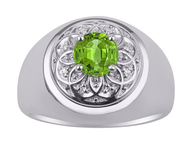 Rylos Men's Designer Gypsy Ring with 7MM Round Gemstone & Diamond  Birthstone Rings in Sizes 8-13 in Sterling Silver