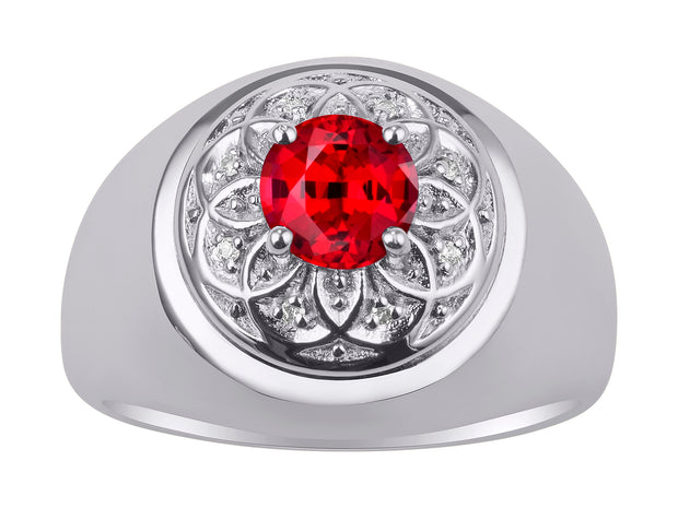 Rylos Men's Designer Gypsy Ring with 7MM Round Gemstone & Diamond  Birthstone Rings in Sizes 8-13 in Sterling Silver