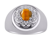 Rylos Men's Designer Gypsy Ring with 7MM Round Gemstone & Diamond  Birthstone Rings in Sizes 8-13 in Sterling Silver