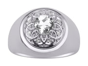 Rylos Men's Designer Gypsy Ring with 7MM Round Gemstone & Diamond  Birthstone Rings in Sizes 8-13 in Sterling Silver