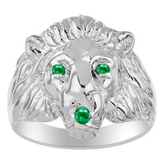 Rylos Lion Head Ring Gemstones in Eyes & Mouth - #1 in Men's Jewelry; Conversation Starter Sizes 6-13 set in Sterling Silver