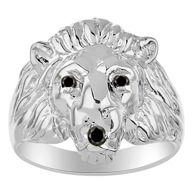 Rylos Lion Head Ring Gemstones in Eyes & Mouth - #1 in Men's Jewelry; Conversation Starter Sizes 6-13 set in Sterling Silver