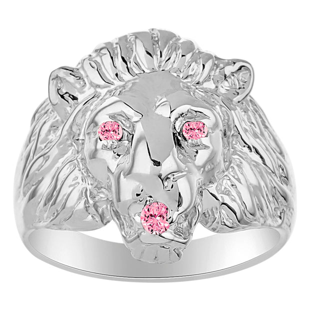 Rylos Lion Head Ring Gemstones in Eyes & Mouth - #1 in Men's Jewelry; Conversation Starter Sizes 6-13 set in Sterling Silver