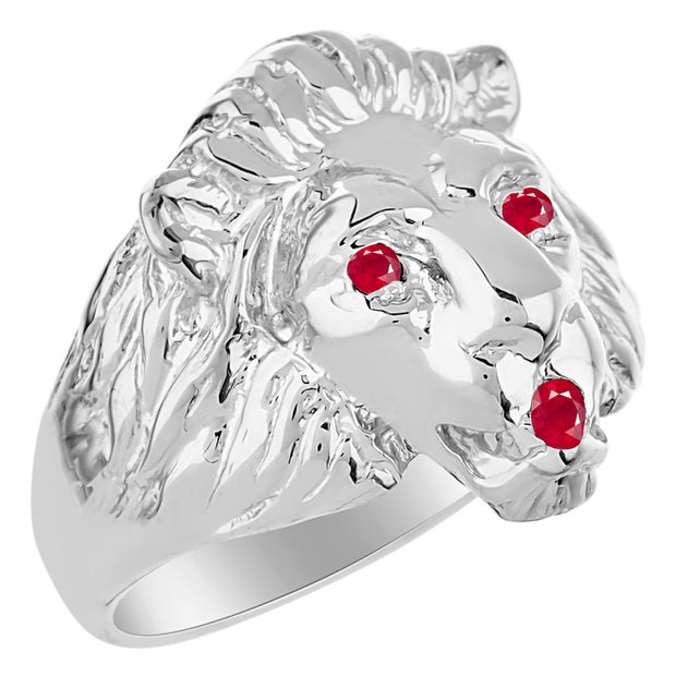 Rylos Lion Head Ring Gemstones in Eyes & Mouth - #1 in Men's Jewelry; Conversation Starter Sizes 6-13 set in Sterling Silver