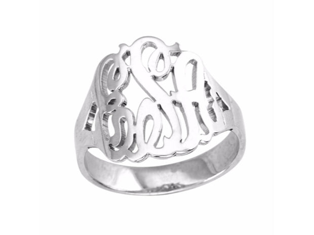 RYLOS Rings  For Women  Jewelry For Women & Men 925 Sterling Silver or Yellow Gold Plated Silver Monogram  Personalized Initial Ring - Name Ring 16mm  Special Order, Made to Order Ring 