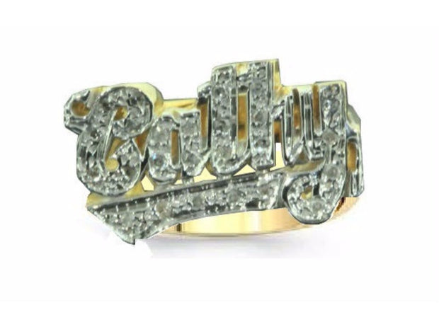 RYLOS Rings  For Women  Jewelry For Women & Men 925 Sterling Silver or Yellow Gold Plated Silver Personalized 12MM Name Ring Genuine Diamonds  Special Order, Made to Order Ring 