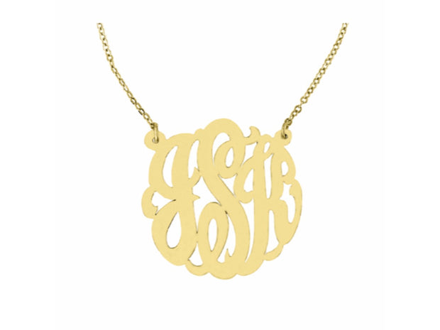 RYLOS Necklaces  For Women Gold Necklaces for Women & Men 925 Sterling Silver or Yellow Gold Plated Silver Monogram Necklace Personalized 35mm  Special Order, Made to Order Large Necklace 