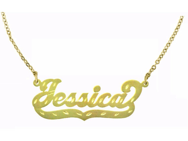 RYLOS Necklaces  For Women Gold Necklaces for Women & Men  Sterling Silver or Yellow Gold Plated Silver  Personalized 14MM Nameplate Necklace Diamond Cut  Special Order, Made to Order 18 inch chain