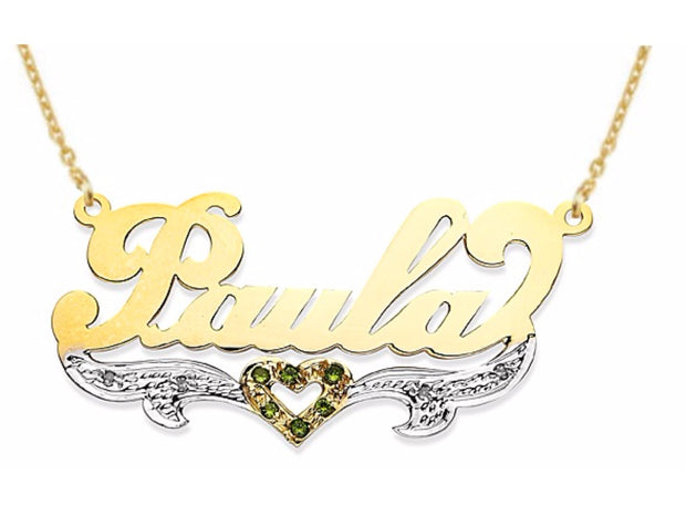 RYLOS Necklaces  For Women Gold Necklaces for Women & Men  Sterling Silver or Yellow Gold Plated Silver Personalized Diamond & Colorstone High Polish Nameplate Necklace  Special Order, Made to Order 