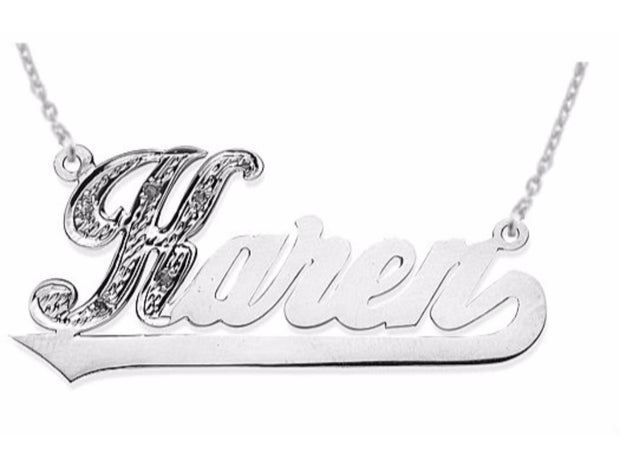 RYLOS Necklaces  For Women Gold Necklaces for Women & Men  Yellow Gold Plated Silver or Sterling Silver Personalized 0.05 Carat Diamond Shiny Nameplate Necklace  Special Order, Made to Order Necklace 