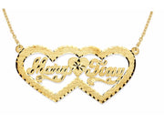 RYLOS Necklaces  For Women Gold Necklaces for Women & Men  14K White Gold or Yellow Gold Personalized Double Heart Satin Diamond Cut Nameplate Necklace  Special Order, Made to Order Necklace 