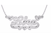 RYLOS Necklaces  For Women Gold Necklaces for Women & Men  14K Yellow Gold or White Gold Personalized 3 Heart Satin Diamond Cut Nameplate Necklace  Special Order, Made to Order Necklace 