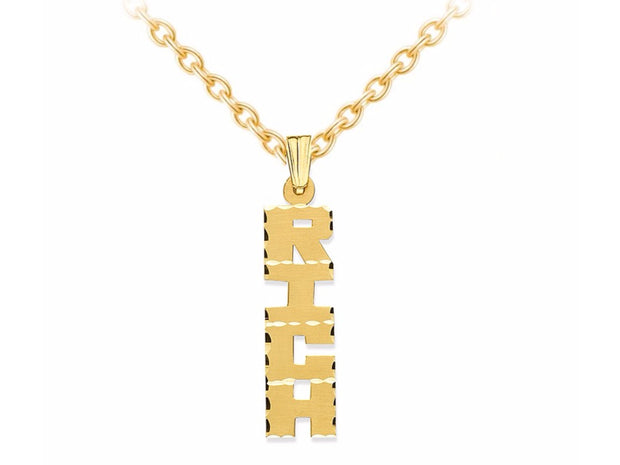 RYLOS Necklaces  For Women Gold Necklaces for Women & Men  14K Yellow Gold or White Gold Personalized Satin Finish Diamond Cut Edge Nameplate Necklace  Special Order, Made to Order Necklace 