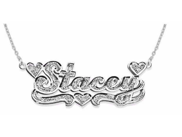 RYLOS Necklaces  For Women Gold Necklaces for Women & Men  14K White Gold or Yellow Gold Personalized 0.15 Carat Diamond Nameplate Necklace  Special Order, Made to Order Necklace 