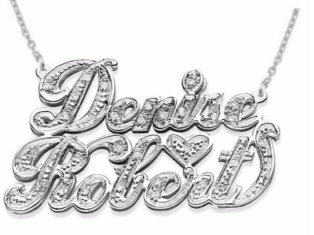 RYLOS Necklaces  For Women Gold Necklaces for Women & Men  14K White Gold or Yellow Gold Personalized 2 Name 0.25 CTW Diamond Nameplate Necklace . Special Order, Made to Order Necklace 