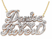 RYLOS Necklaces  For Women Gold Necklaces for Women & Men  Sterling Silver or Yellow Gold Plated Silver Personalized 2 Name 0.25 CTW Diamond Nameplate Necklace 14K  Special Order, Made to Order 