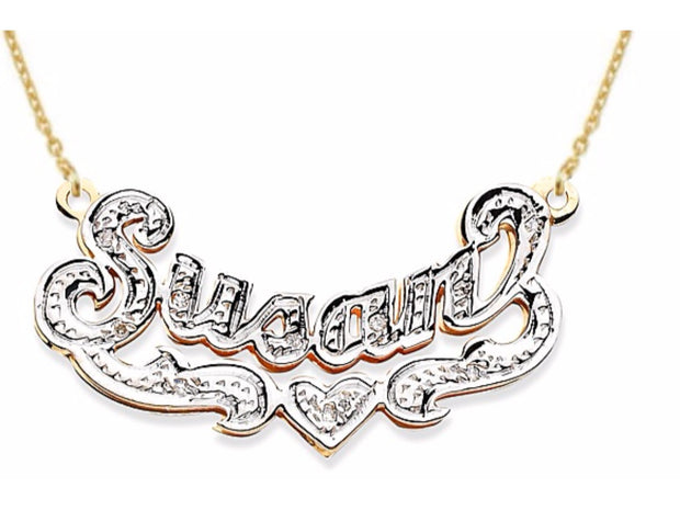 RYLOS Necklaces  For Women Gold Necklaces for Women & Men 925 Sterling Silver or Yellow Gold Plated Silver Personalized 0.10 Carat Diamond Nameplate Necklace  Special Order, Made to Order Necklace 