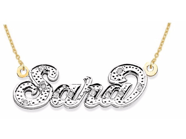 RYLOS Necklaces  For Women Gold Necklaces for Women & Men  14K Yellow Gold or White Gold Personalized 0.10 Carat Diamond Nameplate Necklace  Special Order, Made to Order Necklace 