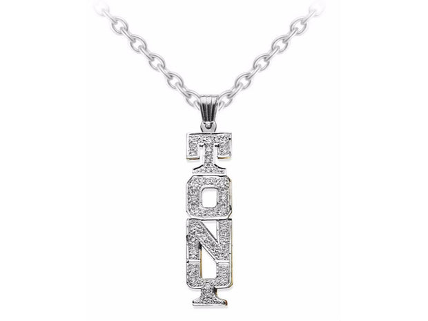 RYLOS Necklaces  For Women Gold Necklaces for Women & Men  14K Yellow Gold or White Gold Personalized Block Lettering Vertical Diamond Nameplate Necklace . Special Order, Made to Order Necklace 