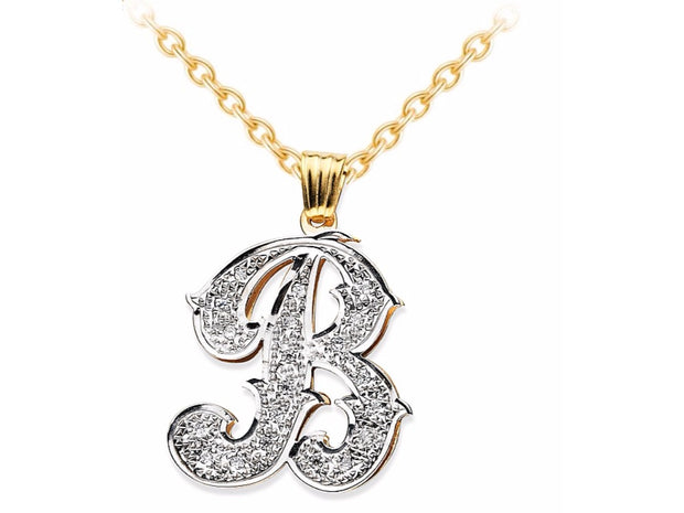 RYLOS Necklaces  For Women Gold Necklaces for Women & Men  Sterling Silver or Yellow Gold Plated Silver Personalized Diamond Initial Necklace Special Order, Made to Order 18 inch chain 20x15mm