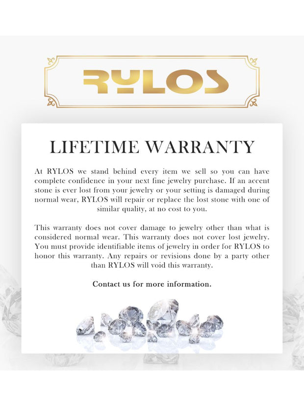 RYLOS Necklaces  For Women Gold Necklaces for Women & Men  Sterling Silver or Yellow Gold Plated Silver Personalized Diamond & Colorstone Shiny Nameplate Necklace 18MM  Special Order, Made to Order 