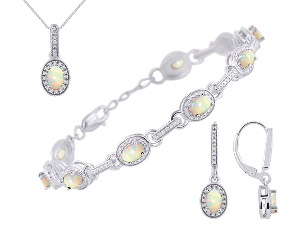 Rylos Matching Jewelry Set Designer Halo Birthstone: 6X4MM Gemstone & Diamonds, Sterling Silver. Tennis Bracelet, Earrings & Necklace. Adjustable 7"-8" Wrist, 18" Chain.