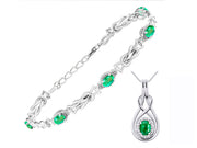 Rylos Matching Jewelry Sterling Silver Love Knot Set: Tennis Bracelet & Pendant Necklace. Gemstone & Diamonds, 7"-8" Adjustable Wrist, 18" Chain. 9X7MM & 7X5MM Birthstone Jewelry