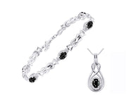 Rylos Matching Jewelry Sterling Silver Love Knot Set: Tennis Bracelet & Pendant Necklace. Gemstone & Diamonds, 7"-8" Adjustable Wrist, 18" Chain. 9X7MM & 7X5MM Birthstone Jewelry