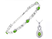 Rylos Matching Jewelry Sterling Silver Love Knot Set: Tennis Bracelet & Pendant Necklace. Gemstone & Diamonds, 7"-8" Adjustable Wrist, 18" Chain. 9X7MM & 7X5MM Birthstone Jewelry