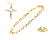 Rylos Matching Jewelry Infinity Wave Set: Yellow Gold Plated Silver Tennis Bracelet, Ring & Necklace. Gemstone & Diamonds, Adjustable 7"-8" Wrist & 18" Chain. Birthstone Ring Sizes 5-10