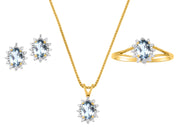 Rylos Women's 14K Yellow Gold Birthstone Set: Ring, Earring & Pendant Necklace. Gemstone & Diamonds, 6X4MM Birthstone. Perfectly Matching Friendship Gold Jewelry. Sizes 5-10