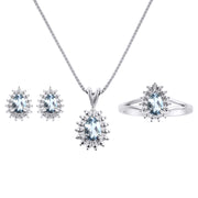 Rylos Women's 14K White Gold Birthstone Set: Ring, Earring & Pendant Necklace. Gemstone & Diamonds, Pear Tear Drop Shape 6X4MM Birthstone. Perfectly Matching Gold Jewelry. Sizes 5-10.