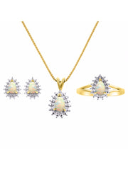 Rylos Women's 14K White Gold Birthstone Set: Ring, Earring & Pendant Necklace. Gemstone & Diamonds, Pear Tear Drop Shape 6X4MM Birthstone. Perfectly Matching Gold Jewelry. Sizes 5-10.