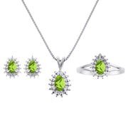 Rylos Women's 14K White Gold Birthstone Set: Ring, Earring & Pendant Necklace. Gemstone & Diamonds, Pear Tear Drop Shape 6X4MM Birthstone. Perfectly Matching Gold Jewelry. Sizes 5-10.