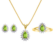 Rylos Women's 14K Yellow Gold Birthstone Set: Ring, Earring & Pendant Necklace. Gemstone & Diamonds, Pear Tear Drop Shape 6X4MM Birthstone. Perfectly Matching Gold Jewelry. Sizes 5-10.