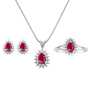 Rylos Women's 14K White Gold Birthstone Set: Ring, Earring & Pendant Necklace. Gemstone & Diamonds, Pear Tear Drop Shape 6X4MM Birthstone. Perfectly Matching Gold Jewelry. Sizes 5-10.