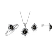 Rylos Women's 14K White Gold Birthstone Set: Ring, Earring & Pendant Necklace. Gemstone & Diamonds, Pear Tear Drop Shape 6X4MM Birthstone. Perfectly Matching Gold Jewelry. Sizes 5-10.