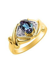 Rylos Hugs & Kisses XOXO Ring with 7X5MM Gemstone & Diamonds - Birthstone Jewelry for Women in Yellow Gold Plated Silver, Sizes 5-10