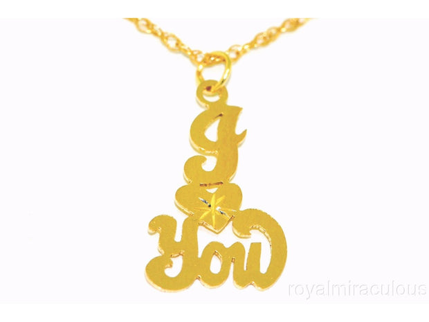 RYLOS Necklaces  For Women Gold Necklaces for Women & Men  14K Yellow Gold or White GoldSpecial Order, Made to Order I LOVE YOU Heart Pendant Hand Carved Necklace 